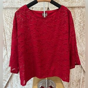 Chico’s Red Lace w\Gold Accents Women's Top in Size M/L (Chico’s 2) NWOT
